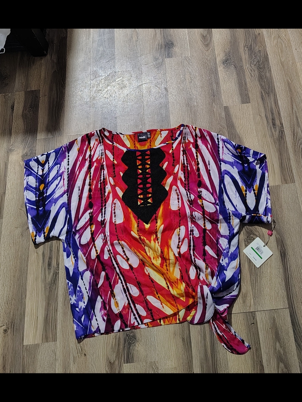 Ladies Large Tie Dye Hippie Psychedelic Tunic Style Top